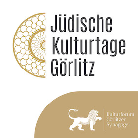 Eine Grafik mit dem Logo und Löwen des Kulturforum Görlitzer Synagoge und dem Schriftzug Jüdische Kulturtage Görlitz